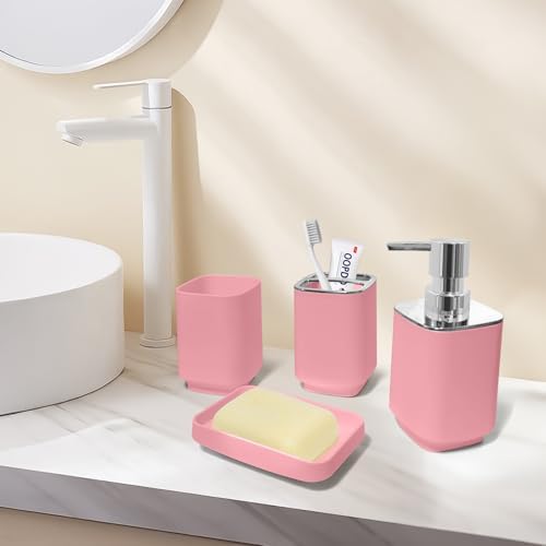 4 Piece Bathroom Accessory Sets, Pink Bathroom Accessories Sets