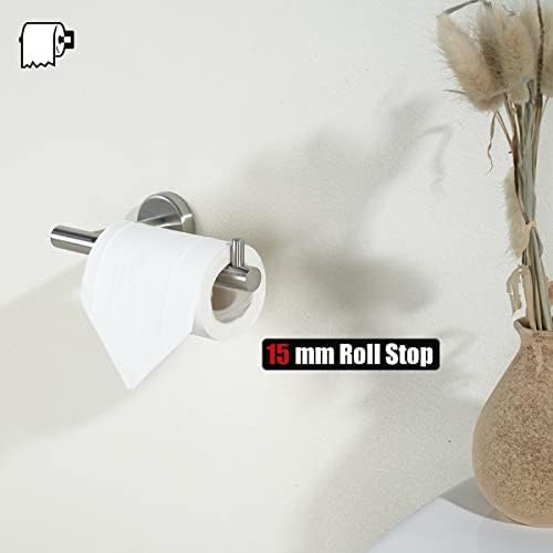 JQK Toilet Paper Holder, 5 Inch 304 Stainless Steel Thick 0.8mm Tissue Paper Dispenser for Bathroom, Hold Mega Rolls, Brushed Nickel Wall Mount, TPH100-BN