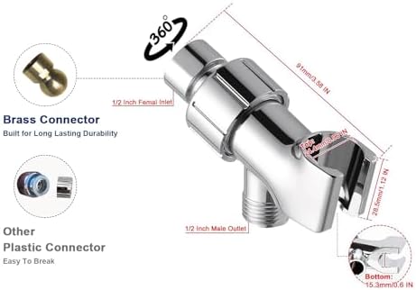 NearMoon Adjustable Shower Arm Mount- with Universal Wall Hook Bracket and Brass Pivot Ball, Shower Head Holder for Hand Held Showerheads (Chrome Finish)
