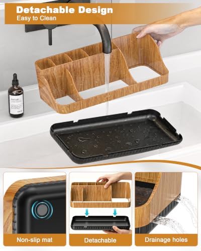 Bathroom Counter Organizer and Storage, 7 Slots Detachable Toothbrush Holders for Bathrooms, Anti-Slip Electric Toothbrush and Toothpaste Holder Countertop
