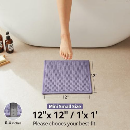 Triohero Small Bathroom Rugs Non Slip Washable Bath Rugs Super Absorbent Bathroom Rug Thin Quick Dry Low Pile Bath Mats, Lavender 12"x12"