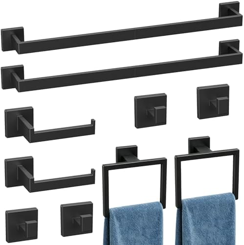 Luxbaro 10-Pieces 24 Inch Matte Black Bathroom Accessories, Wall Mounted