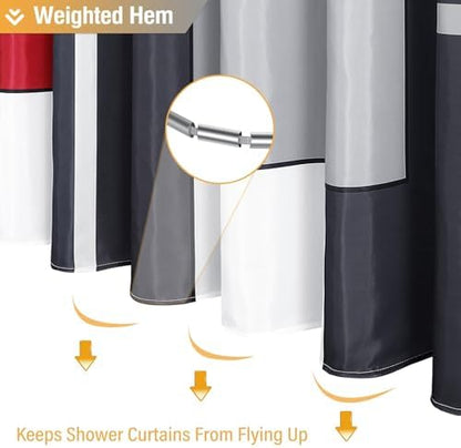 BTTN 72 x 96 Long Modern Geometric Waterproof Fabric Shower Curtain, Red