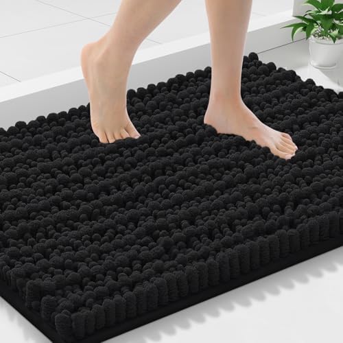 Smiry Bathroom Rugs 30X18, Extra Soft Rubber Backing Chenille Bath Mats