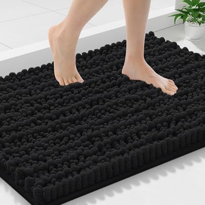Smiry Bathroom Rugs 30X18, Extra Soft Rubber Backing Chenille Bath Mats