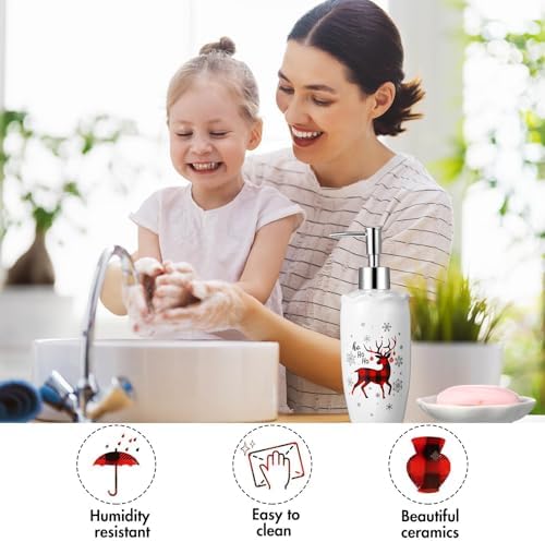 Newtay Christmas 4 Pcs Ceramic Bathroom Accessories Set, Toothbrush Holder