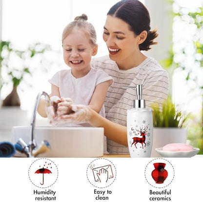 Newtay Christmas 4 Pcs Ceramic Bathroom Accessories Set, Toothbrush Holder