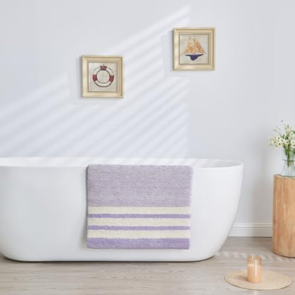CozeCube Purple Striped 24"x16" Non Slip Washable Bath Mat