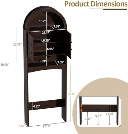 Spurgehom Arch Over The Toilet Storage Cabinet,Bathroom Organizer, Coffee