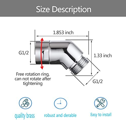 Shower Head Elbow Adapter, Shower Arm Elbow Adapter for Hand Showers and Wall-mounted Showers，Shower Arm Extension (135degree）