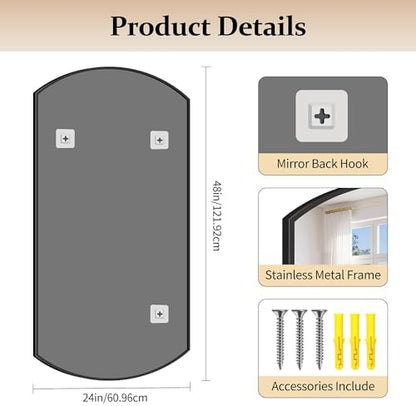 COFENY Bathroom Mirror, 24x48 Inch Black Oval Wall Mounted Mirror with Thin Metal Frame, Modern Bathroom Vanity Mirrors for Over Sink, Entryway, Living Room, Bedroom