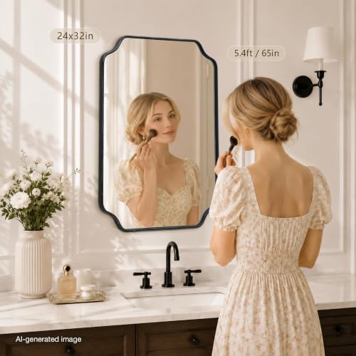 Besdomus Black Modern Bathroom Mirror: 24"x32" Minimalist Vanity Mirrors