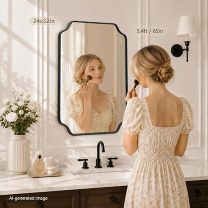 Besdomus Black Modern Bathroom Mirror: 24"x32" Minimalist Vanity Mirrors