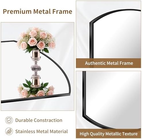 COFENY Bathroom Mirror, 20x40 Inch Black Oval Wall Mounted Mirror with Thin Metal Frame, Modern Bathroom Vanity Mirrors for Over Sink, Entryway, Living Room, Bedroom