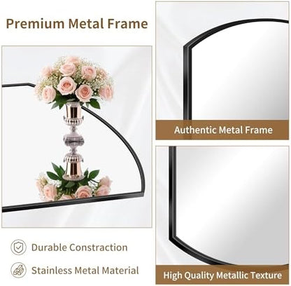 COFENY Bathroom Mirror, 20x40 Inch Black Oval Wall Mounted Mirror with Thin Metal Frame, Modern Bathroom Vanity Mirrors for Over Sink, Entryway, Living Room, Bedroom
