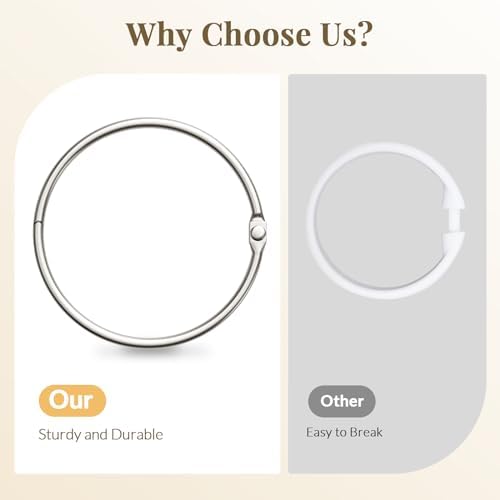 Bathway Shower Curtain Rings, Shower Curtain Hooks 12 Pcs Anti-Drop Shower Rings for Curtain, Brushed Nickel Shower Curtain Rings Rust Proof, Metal Shower Hooks for Shower Curtain Rod Bathroom