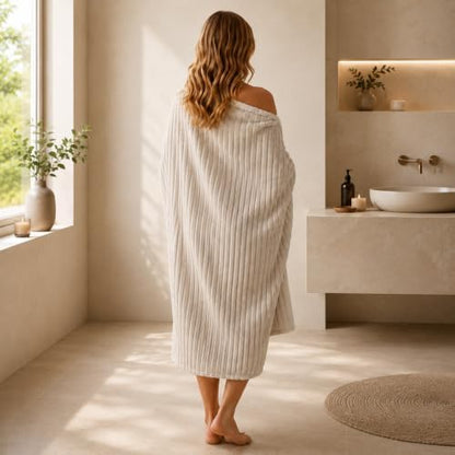 3 Pack Bath Towel Set, 40"x80" Oversized Bath Sheet, Beige