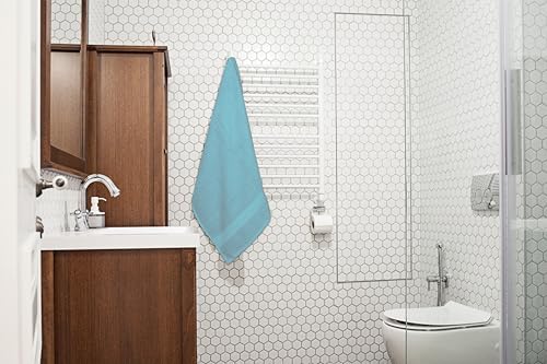 Bath Towels Pack of 6 – 24" x 48" – 100% Cotton Terry, Soft, Quick-Dry & Highly Absorbent – Aqua Blue Towels for Bathroom, Spa, Gym, Hotel, Pool & Everyday Use