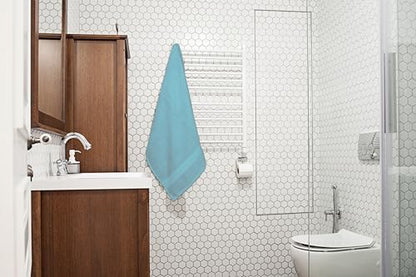 Bath Towels Pack of 6 – 24" x 48" – 100% Cotton Terry, Soft, Quick-Dry & Highly Absorbent – Aqua Blue Towels for Bathroom, Spa, Gym, Hotel, Pool & Everyday Use