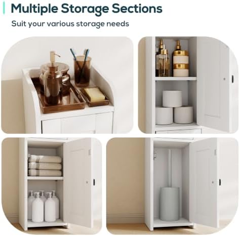 Lomojo Small Bathroom Storage Cabinet with 2 Doors, Toilet Organizer,White