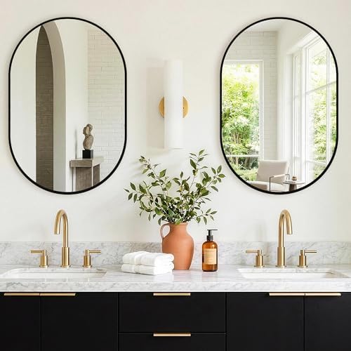 Oval Bathroom Mirror, 2 Pack 20"x30" Black Vanity Mirror for Over Sink