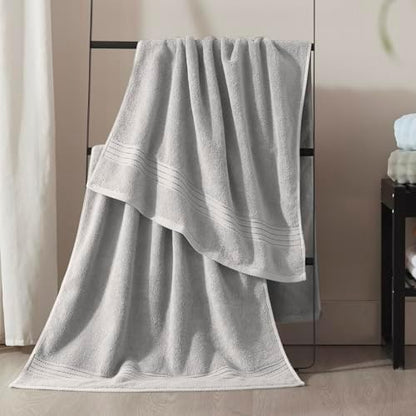 COZYART Luxury Bath Towels 2 PCS, Light Grey 100% Turkish Cotton 650 GSM