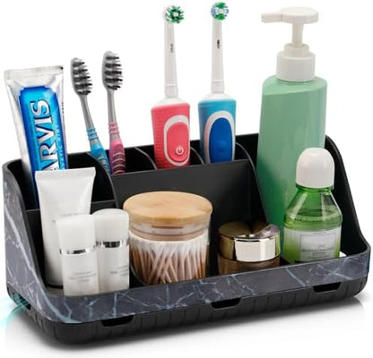 GFWARE Marble Black Toothbrush Holder for Bathrooms, Bathroom Sink Storage