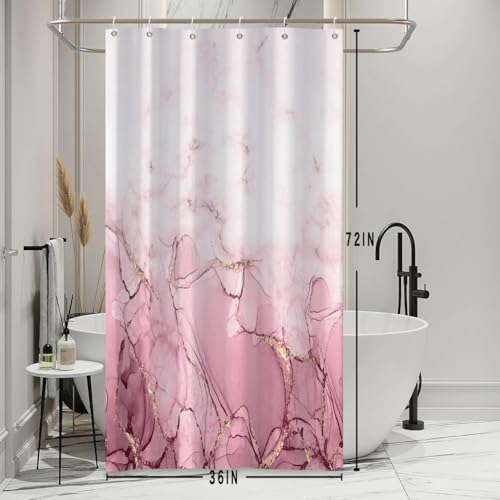 Pink Marble Stall Waterproof Shower Curtain 36x72 inches
