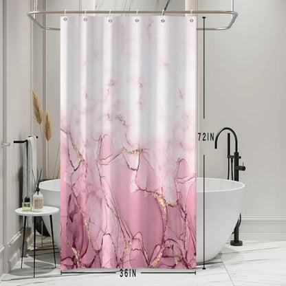 Pink Marble Stall Waterproof Shower Curtain 36x72 inches