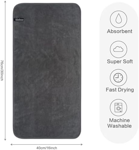 KinHwa Gray Hand Towels for Bathroom, Microfiber Face Towels, 16x30 Inch