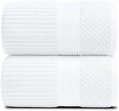 Springtree Home Oversized Bath Towel Set | 2-Pack | 100% Cotton | White