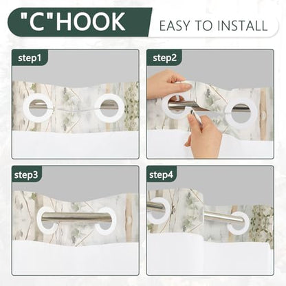 No Hook Woodland Animal Shower Curtain and Liner Set 71x74 Inch