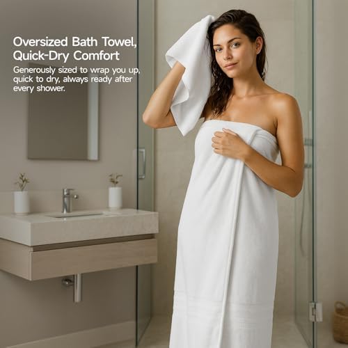 REDKISS 8 Piece White Towels Set, 100% Cotton Luxury Towel 600 GSM
