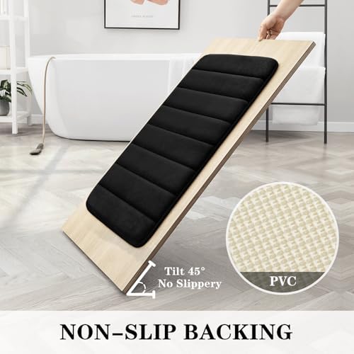 BYSURE Black Memory Foam Bath Mats Extra Long