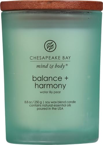 Chesapeake Bay Balance + Harmony Scented Candle Water Lily Pear Fragrance 50 Hours Burn Time Warm & Decorative Soy Wax Blend (Pack of 4)