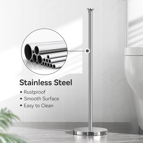 Toilet Paper Holder Stand(with Reserve Function), Free-Standing Spare Rolls Storage Holder, Stainless Steel, Modern Design