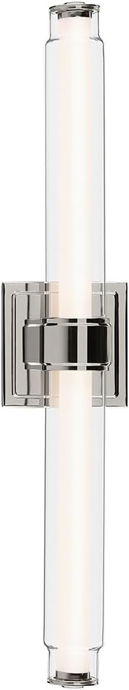 Kichler Laurene LED Bath Bar Light, Polished Nickel | Linear vanity light with clear glass for mirrors and vanities (26.5" x 5"), 55238PNLED