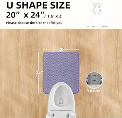 TYUU Toilet Rug, Thin Toilet Rugs U Shaped Washable Non Slip Absorbent Quick Dry Low Pile Toilet Mat, Lavender 20"x24" U Shape