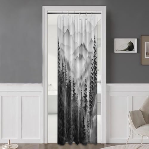 Black and White Stall Shower Curtain, 36X72 in Narrow Small, Forest
