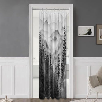 Black and White Stall Shower Curtain, 36X72 in Narrow Small, Forest