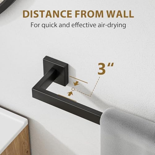 Luxbaro 24 Inch Matte Black Towel Bar, Square Base, Total Length 26-Inch
