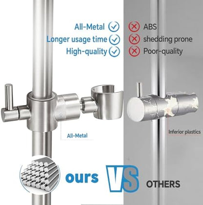 Shower Slide Bar Adjustable Handheld Shower Head Holder Wall Mount - 30inch All-Metal Shower Head Slide Bar Compatible with Bathroom Drill Free Glue Installation - Brushed