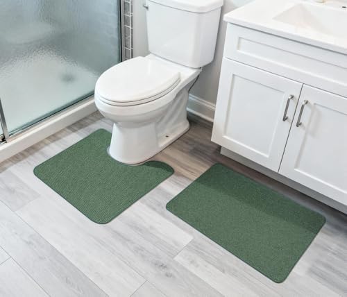 Bosap Bath Mat Set 2 Pieces,Ultra Thin Bathroom Rugs,Rubber Toilet Rugs