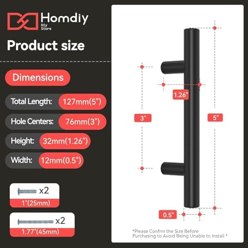 homdiy 100Pack 3in Cabinet Handles Black Kitchen Cabinet Pulls Drawer Pulls for Dresser Drawers