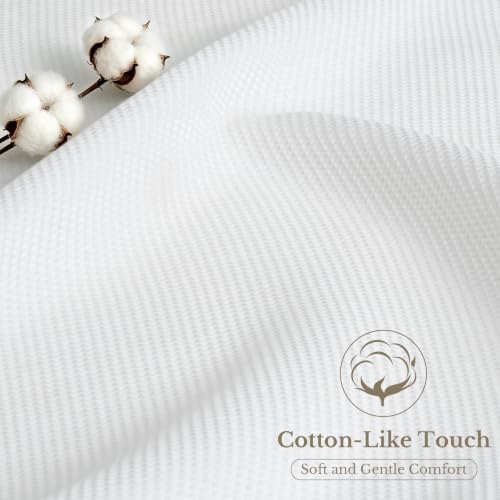 LXBNI White Waffle Shower Curtain, Cotton Blend with Metal Hooks, 72x72