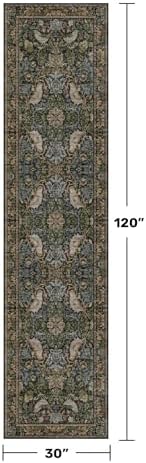 Vintage Runner Rugs for Hallways - 2'6"x10' Wide Kitchen Runners, 10 ft Long Entryway Rug, Botanical Pattern with Flowers and Leaves, Washable Non Slip Low Pile