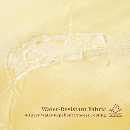 BTTN 72x80 Boho Scalloped Linen Textured Cloth Shower Curtain Set, Yellow