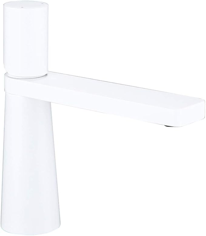 Faucet Bathroom Faucets Brass Hole Single Handle 360 Degree Rotation Deck Mounted Basin Hot and Cold Water Sink Tap Gun Grey (Gloss White) Faucet