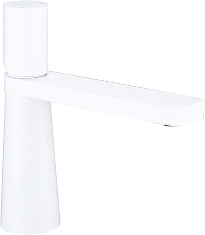 Faucet Bathroom Faucets Brass Hole Single Handle 360 Degree Rotation Deck Mounted Basin Hot and Cold Water Sink Tap Gun Grey (Gloss White) Faucet