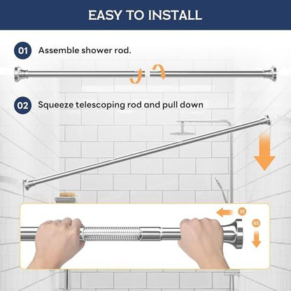 Adjustable Shower Curtain Rod 31-104 Inch, Never Rust Stainless Steel Silver Tension Rod, 1" Heavy Duty No-Drill for Bathroom, Kitchen & Closet